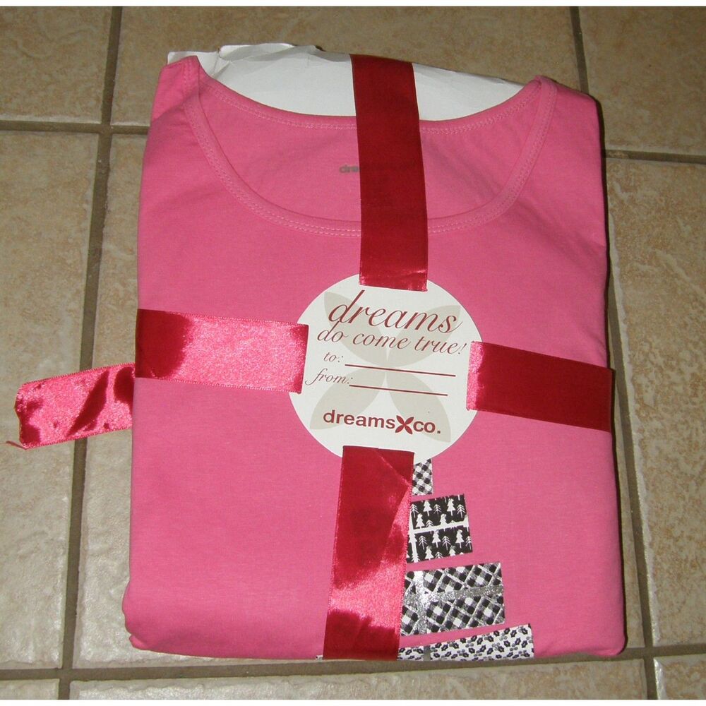 DREAMS & CO Pink & Gray Plus Sz 34/36 Christmas Holiday Comfy Pajama Set NEW